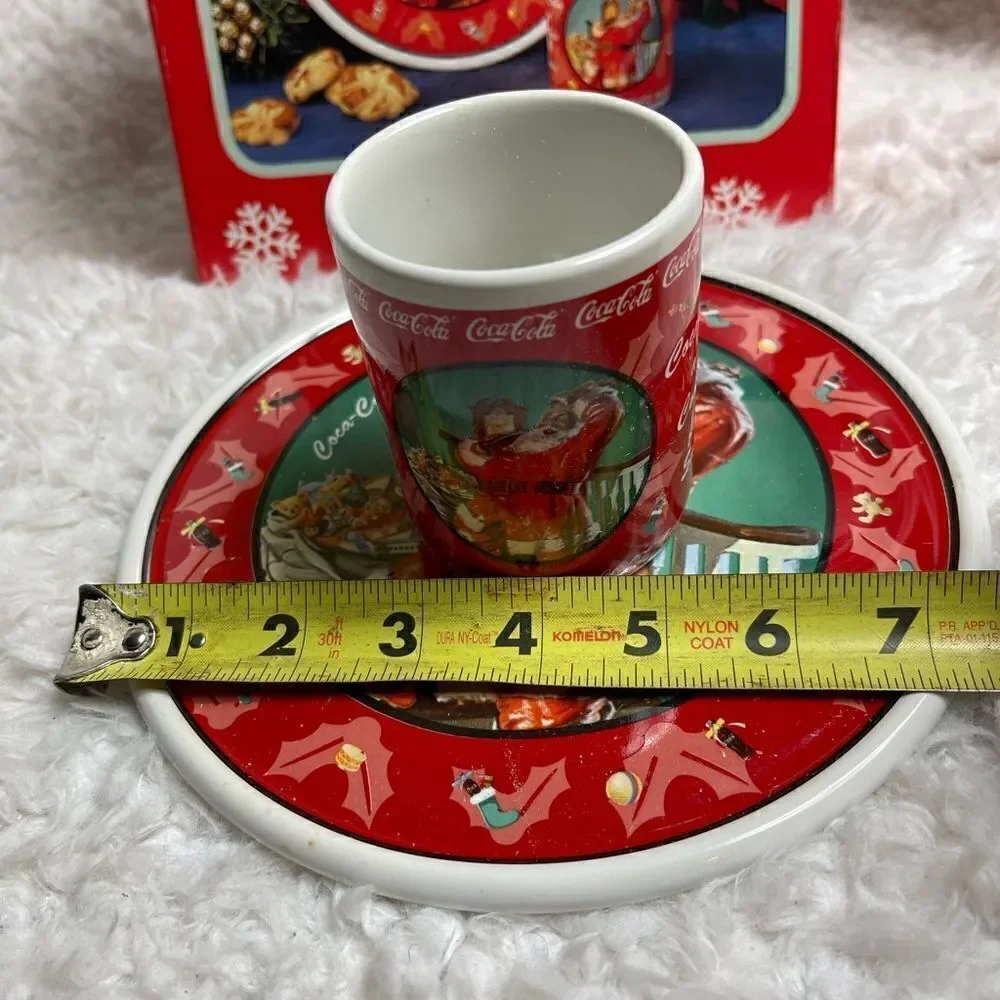 1998 Enesco Coca Cola Santa Cookie Plate & Tumbler Set